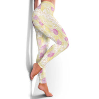 Anthurium Plumeria Lei Pastel Leggings Yellow Hawaiian Splendid Palaka