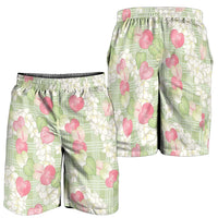 Anthurium Plumeria Lei Pastel Shorts for Men Green Hawaiian Splendid Palaka