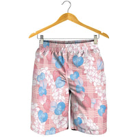 Anthurium Plumeria Lei Pastel Shorts for Men Pink Hawaiian Splendid Palaka