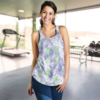 Anthurium Plumeria Lei Pastel Women Racerback Tank Purple Hawaiian Splendid Palaka