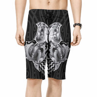 Aotearoa Kowhaiwhai Poutama Black Motif Board Shorts