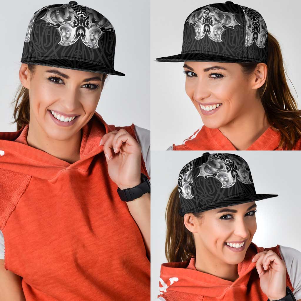 Aotearoa Kowhaiwhai Poutama Black Motif Snapback Cap