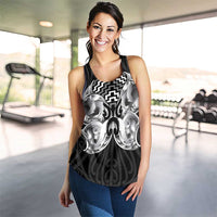 Aotearoa Kowhaiwhai Poutama Black Motif Women Racerback Tank