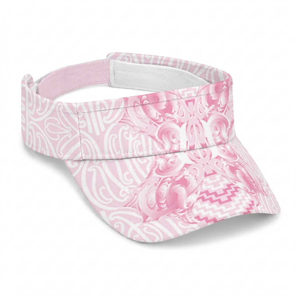 Aotearoa Kowhaiwhai Poutama Pink Motif Sun Visor Cap