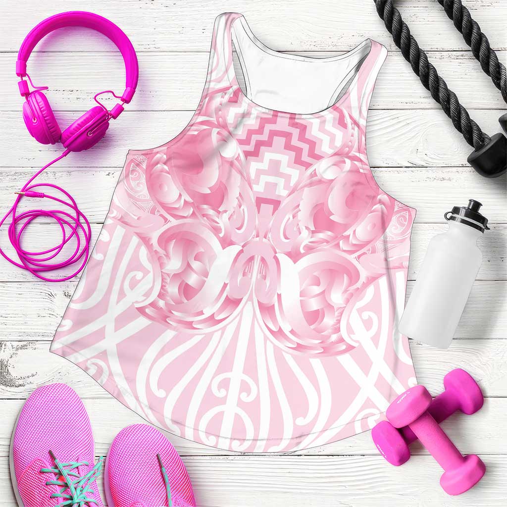 Aotearoa Kowhaiwhai Poutama Pink Motif Women Racerback Tank