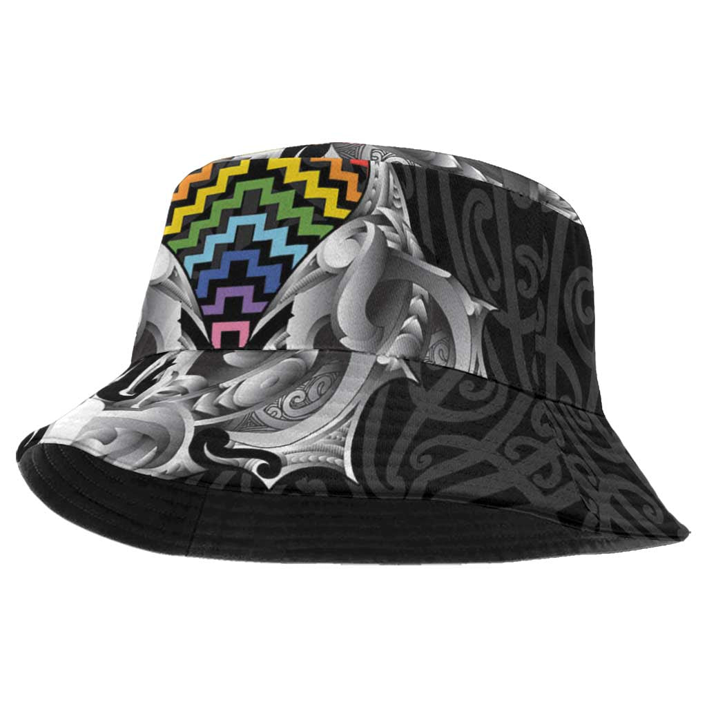 Aotearoa Kowhaiwhai Poutama Rainbow Motif Bucket Hat
