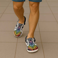Aotearoa Kowhaiwhai Poutama Rainbow Motif Clogs Shoes