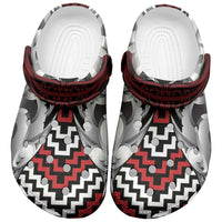 Aotearoa Kowhaiwhai Poutama Red Motif Clogs Shoes