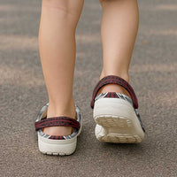 Aotearoa Kowhaiwhai Poutama Red Motif Clogs Shoes