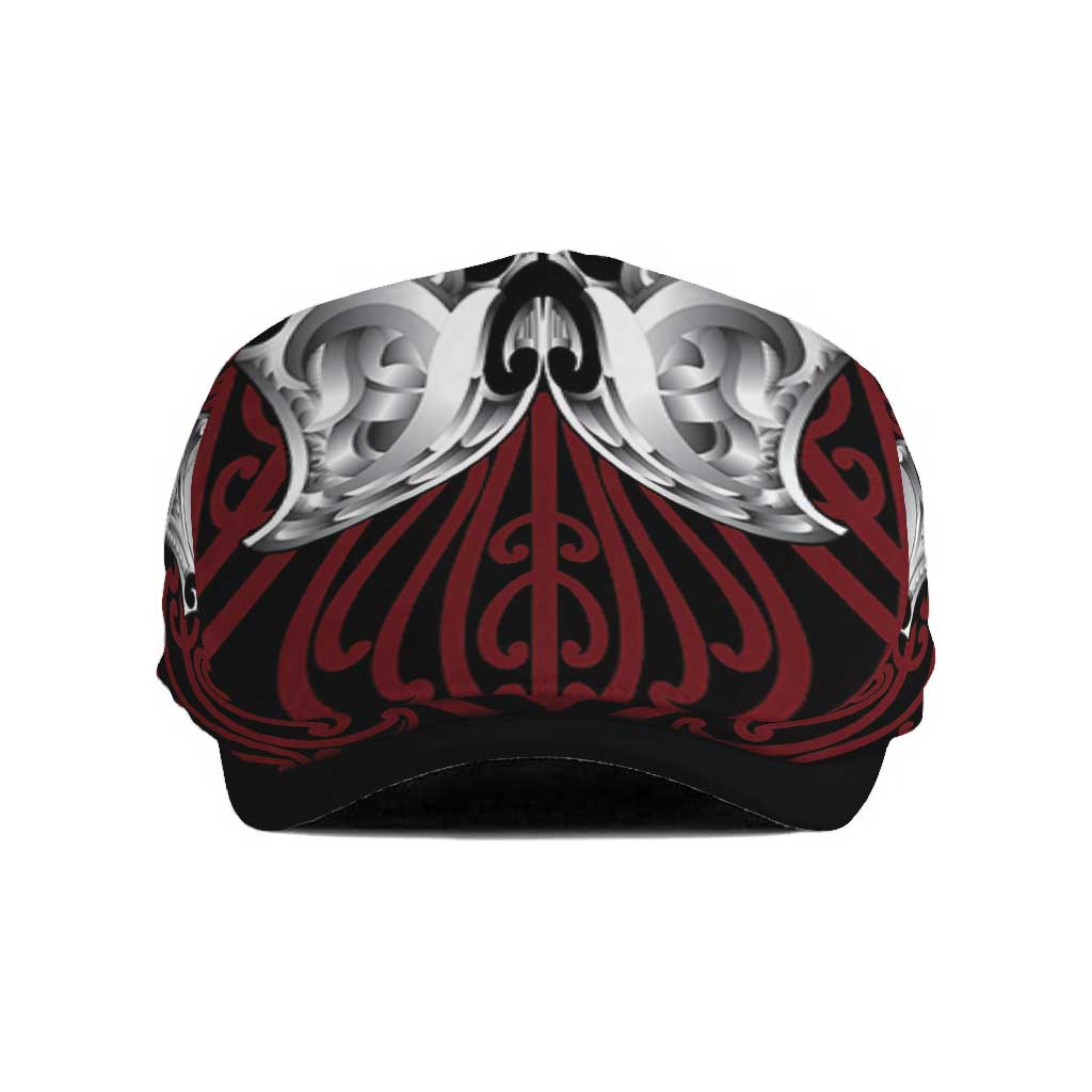 Aotearoa Kowhaiwhai Poutama Red Motif Jeff Hat