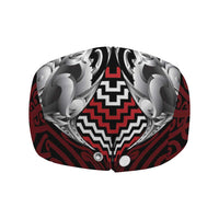 Aotearoa Kowhaiwhai Poutama Red Motif Jeff Hat