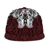 Aotearoa Kowhaiwhai Poutama Red Motif Snapback Cap