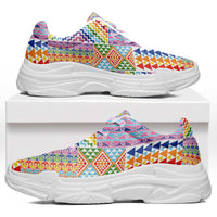Aotearoa Kowhaiwhai Taniko Patchwork Rainbow Motifs Chunky Sneakers