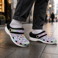 Aotearoa Kowhaiwhai Taniko Patchwork Rainbow Motifs Fleece Clogs