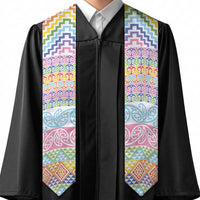 Aotearoa Kowhaiwhai Taniko Patchwork Rainbow Motifs Graduation Stole