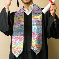 Aotearoa Kowhaiwhai Taniko Patchwork Rainbow Motifs Graduation Stole