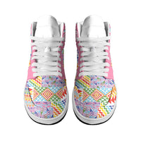 Aotearoa Kowhaiwhai Taniko Patchwork Rainbow Motifs High Sneakers AJ1
