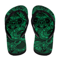 Aotearoa Maori Hei Tiki Flip Flops Kakariki Kowhaiwhai Puhoro Motif LT9 - Polynesian Pride