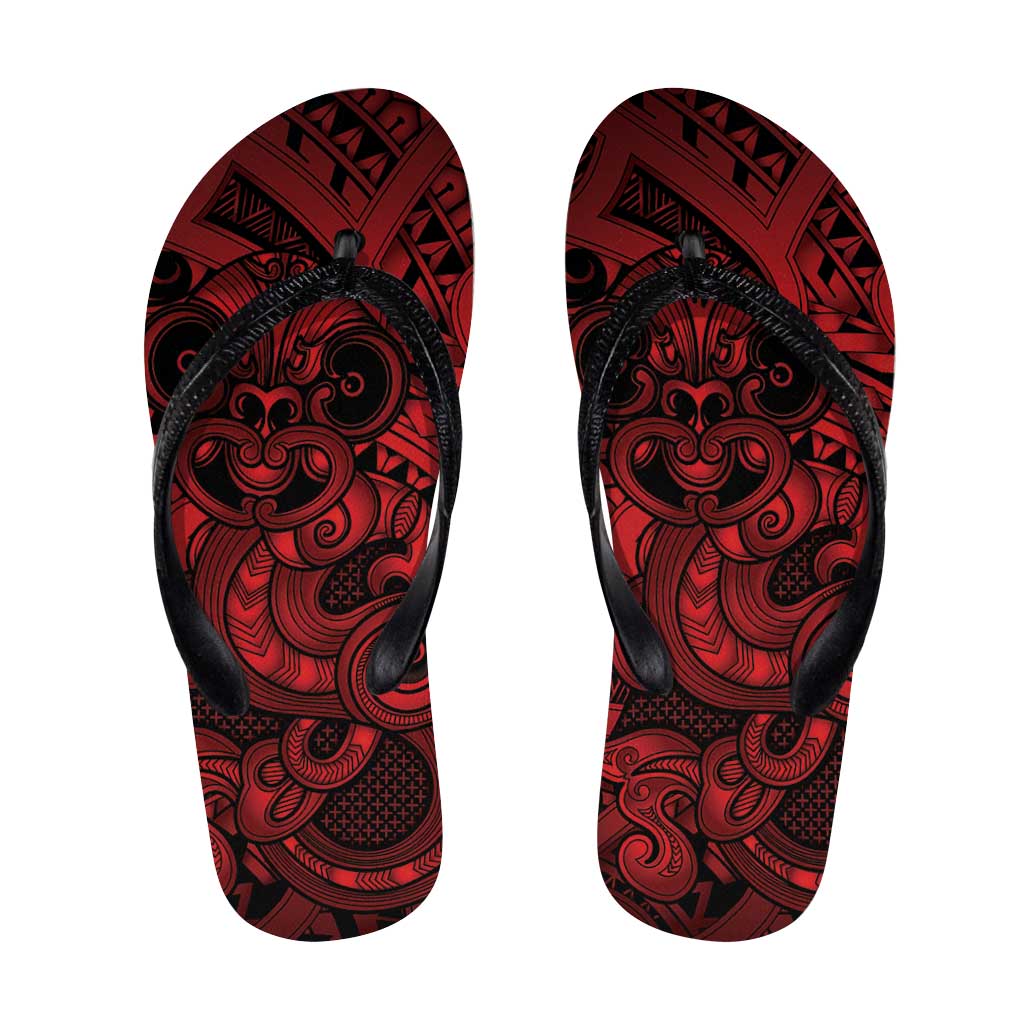 Aotearoa Maori Hei Tiki Flip Flops Whero Kowhaiwhai Puhoro Motif