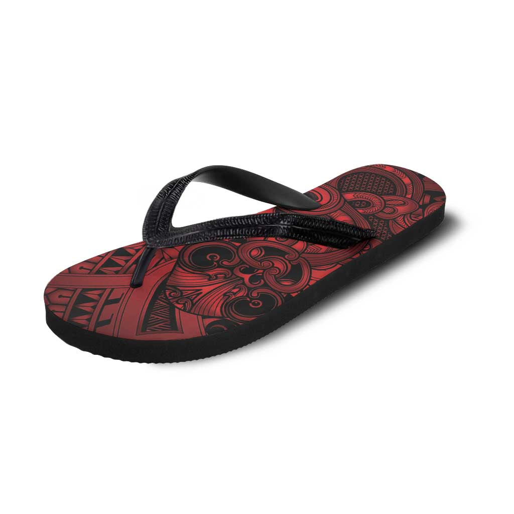 Aotearoa Maori Hei Tiki Flip Flops Whero Kowhaiwhai Puhoro Motif