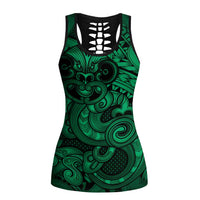 Aotearoa Maori Hei Tiki Hollow Tank Top Kakariki Kowhaiwhai Puhoro Motif