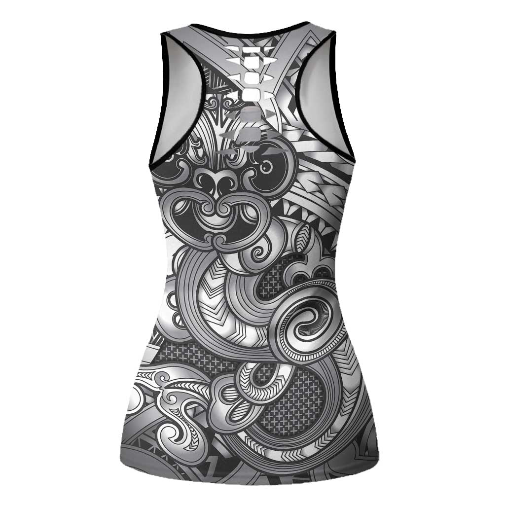 Aotearoa Maori Hei Tiki Hollow Tank Top Kiwikiwi Kowhaiwhai Puhoro Motif LT9 - Polynesian Pride