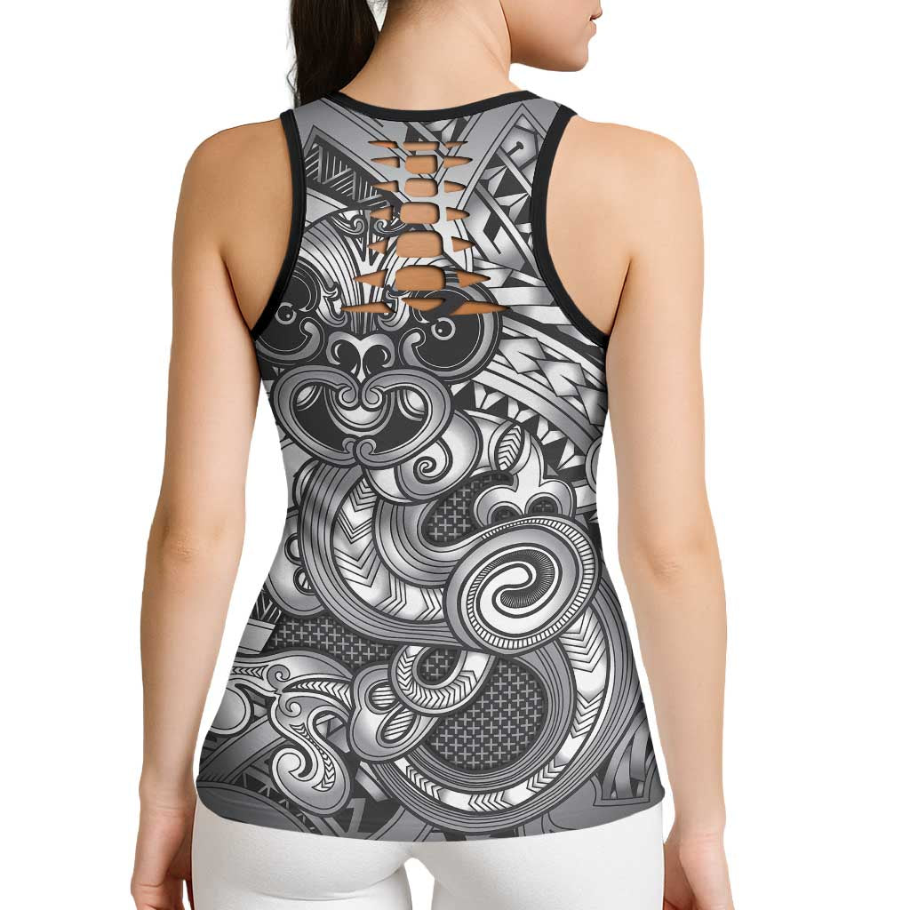 Aotearoa Maori Hei Tiki Hollow Tank Top Kiwikiwi Kowhaiwhai Puhoro Motif LT9 - Polynesian Pride