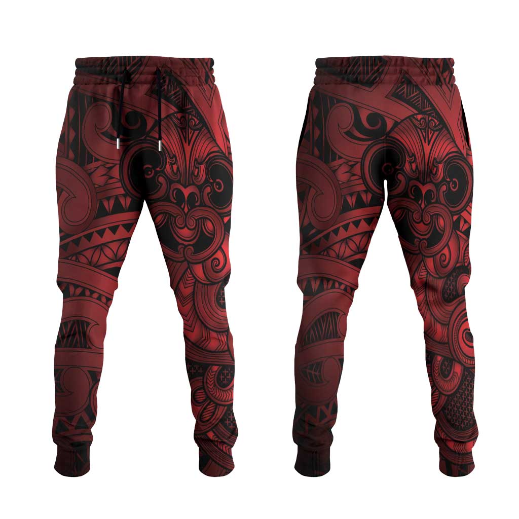 Aotearoa Maori Hei Tiki Jogger Pants Whero Kowhaiwhai Puhoro Motif