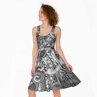 Aotearoa Maori Hei Tiki Midi Dress Kiwikiwi Kowhaiwhai Puhoro Motif