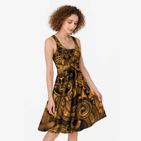 Aotearoa Maori Hei Tiki Midi Dress Koura Kowhaiwhai Puhoro Motif