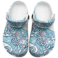 Aotearoa Maori Koru Curves Clogs Shoes Aqua Paua Shell