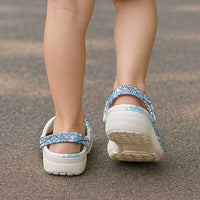 Aotearoa Maori Koru Curves Clogs Shoes Aqua Paua Shell