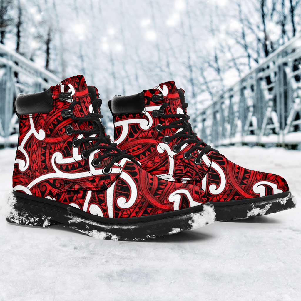 Aotearoa Maori Kowhaiwhai All Season Boots Whero Puhoro and Patiki