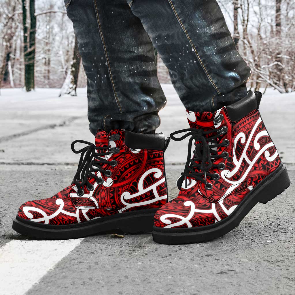 Aotearoa Maori Kowhaiwhai All Season Boots Whero Puhoro and Patiki
