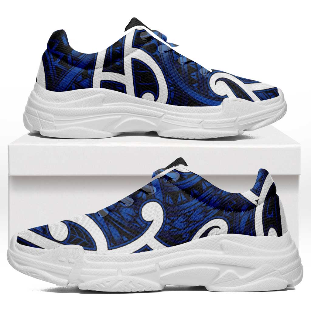 Aotearoa Maori Kowhaiwhai Chunky Sneakers Kikorangi Puhoro and Patiki