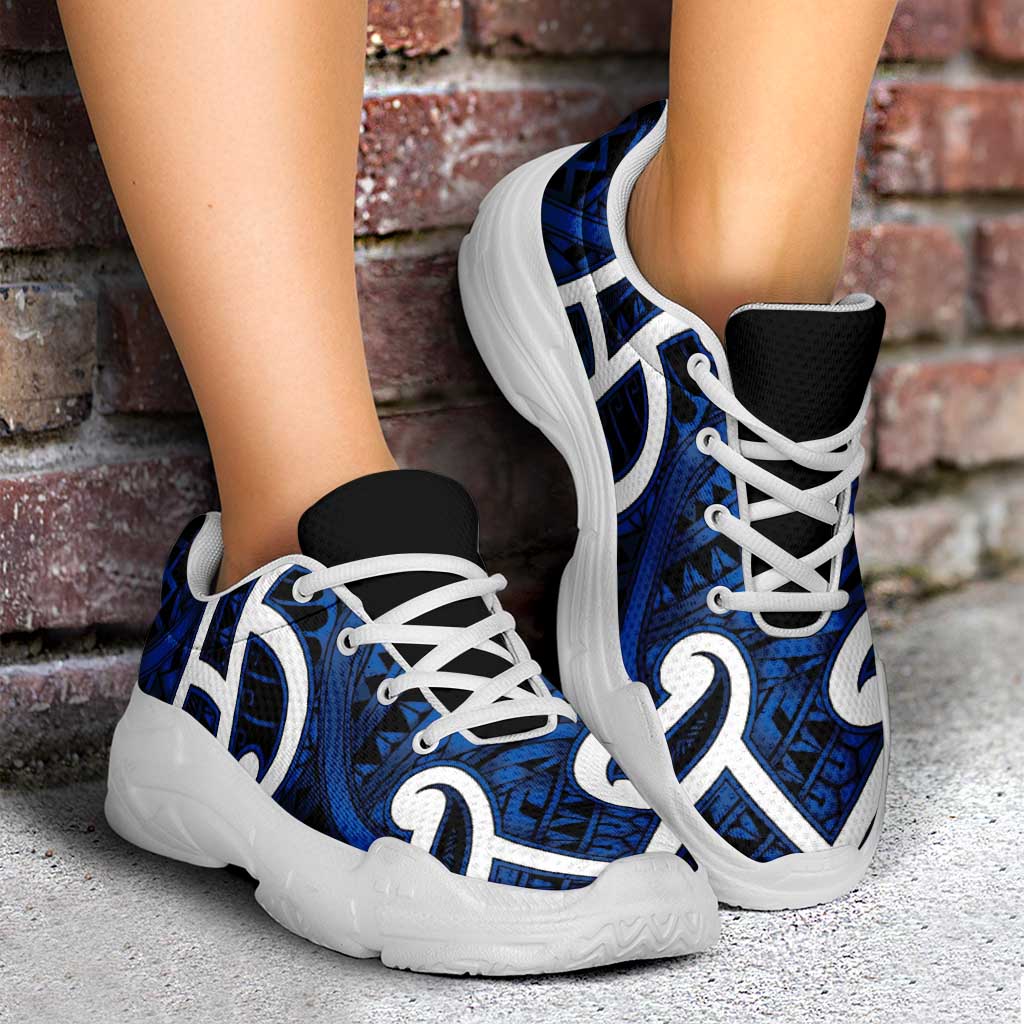 Aotearoa Maori Kowhaiwhai Chunky Sneakers Kikorangi Puhoro and Patiki