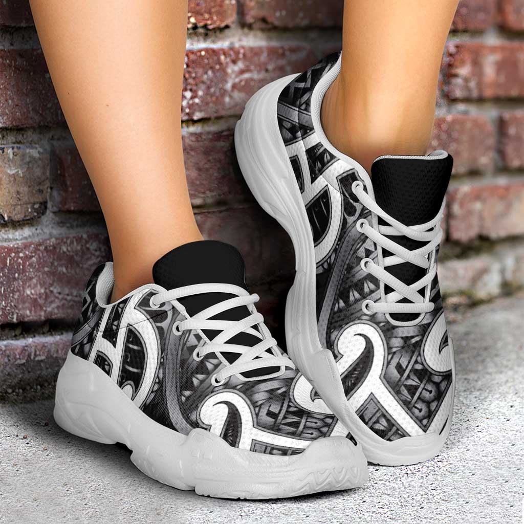 Aotearoa Maori Kowhaiwhai Chunky Sneakers Kiwikiwi Puhoro and Patiki