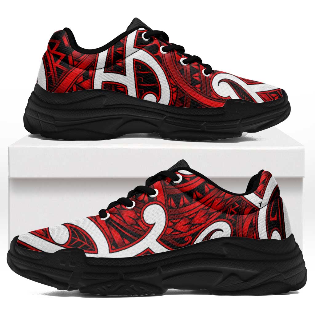 Aotearoa Maori Kowhaiwhai Chunky Sneakers Whero Puhoro and Patiki