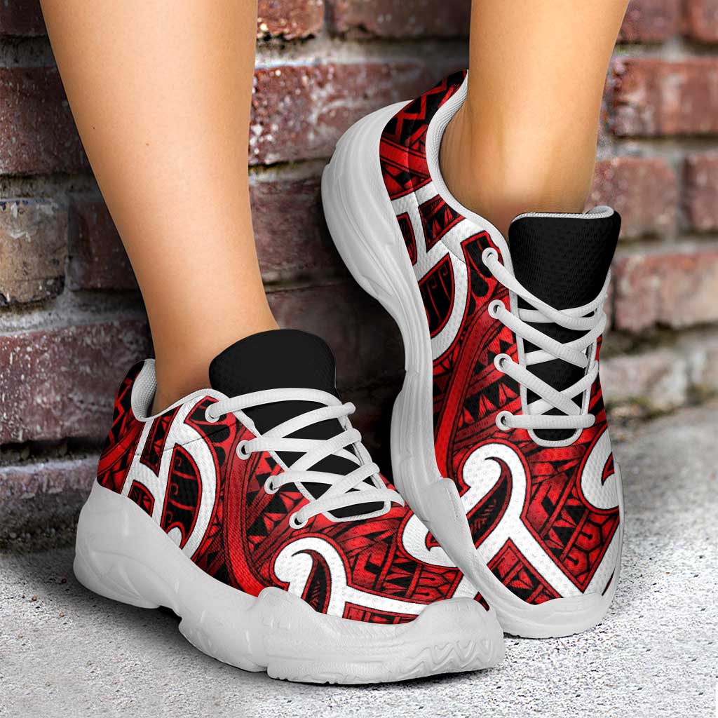 Aotearoa Maori Kowhaiwhai Chunky Sneakers Whero Puhoro and Patiki