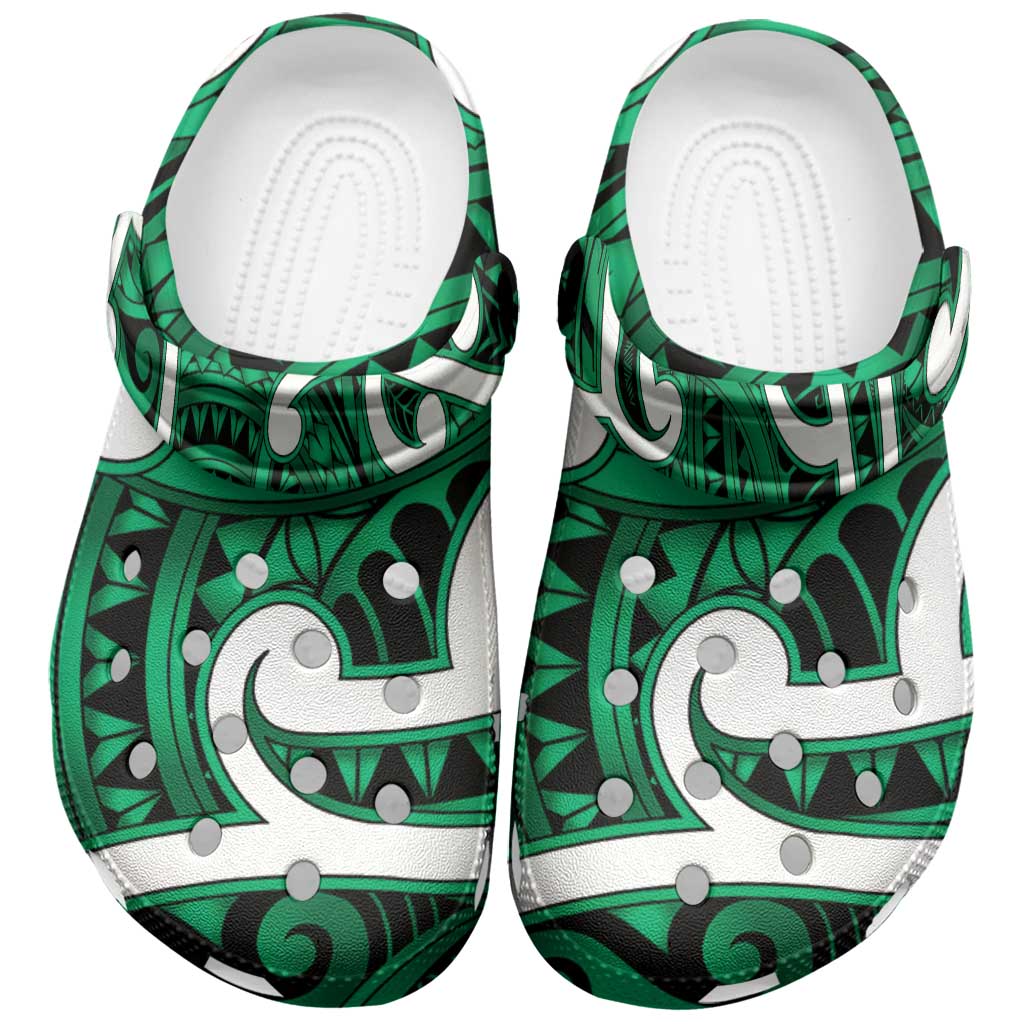 Aotearoa Maori Kowhaiwhai Clogs Shoes Kakariki Puhoro and Patiki