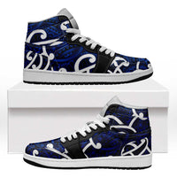 Aotearoa Maori Kowhaiwhai High Sneakers AJ1 Kikorangi Puhoro and Patiki