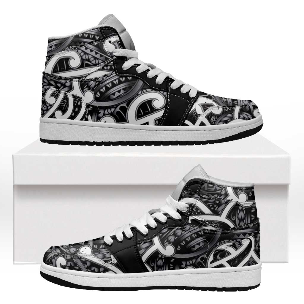 Aotearoa Maori Kowhaiwhai High Sneakers AJ1 Kiwikiwi Puhoro and Patiki