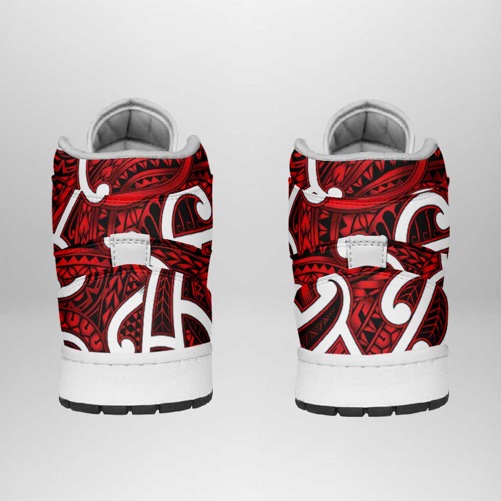 Aotearoa Maori Kowhaiwhai High Sneakers AJ1 Whero Puhoro and Patiki