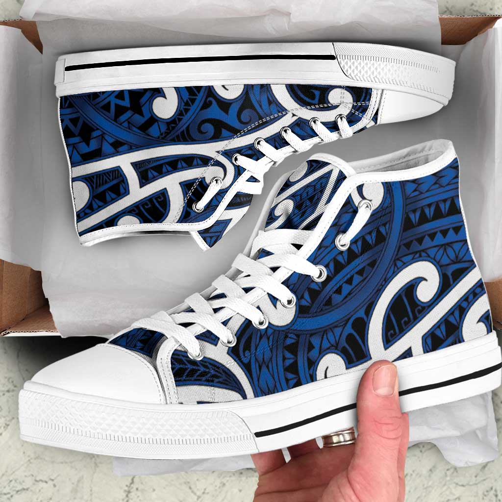Aotearoa Maori Kowhaiwhai High Top Shoes Kikorangi Puhoro and Patiki