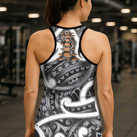 Aotearoa Maori Kowhaiwhai Hollow Tank Top Kiwikiwi Puhoro and Patiki