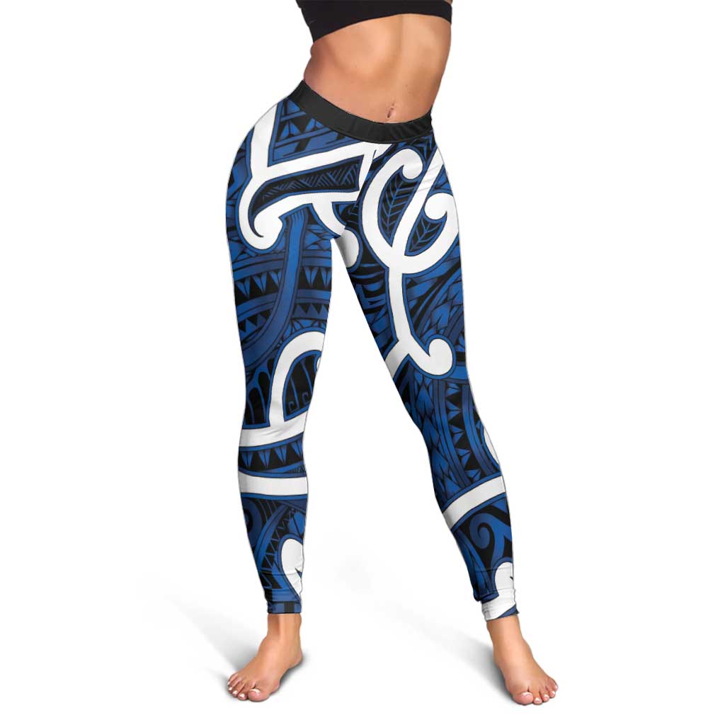 Aotearoa Maori Kowhaiwhai Leggings Kikorangi Puhoro and Patiki