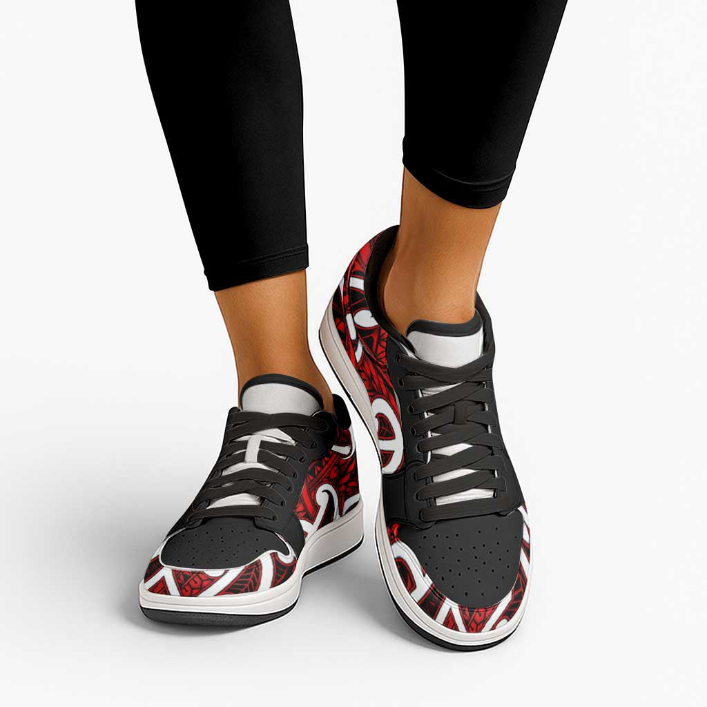 Aotearoa Maori Kowhaiwhai Low Sneakers Whero Puhoro and Patiki