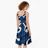 Aotearoa Maori Kowhaiwhai Midi Dress Kikorangi Puhoro and Patiki