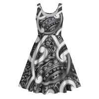 Aotearoa Maori Kowhaiwhai Midi Dress Kiwikiwi Puhoro and Patiki