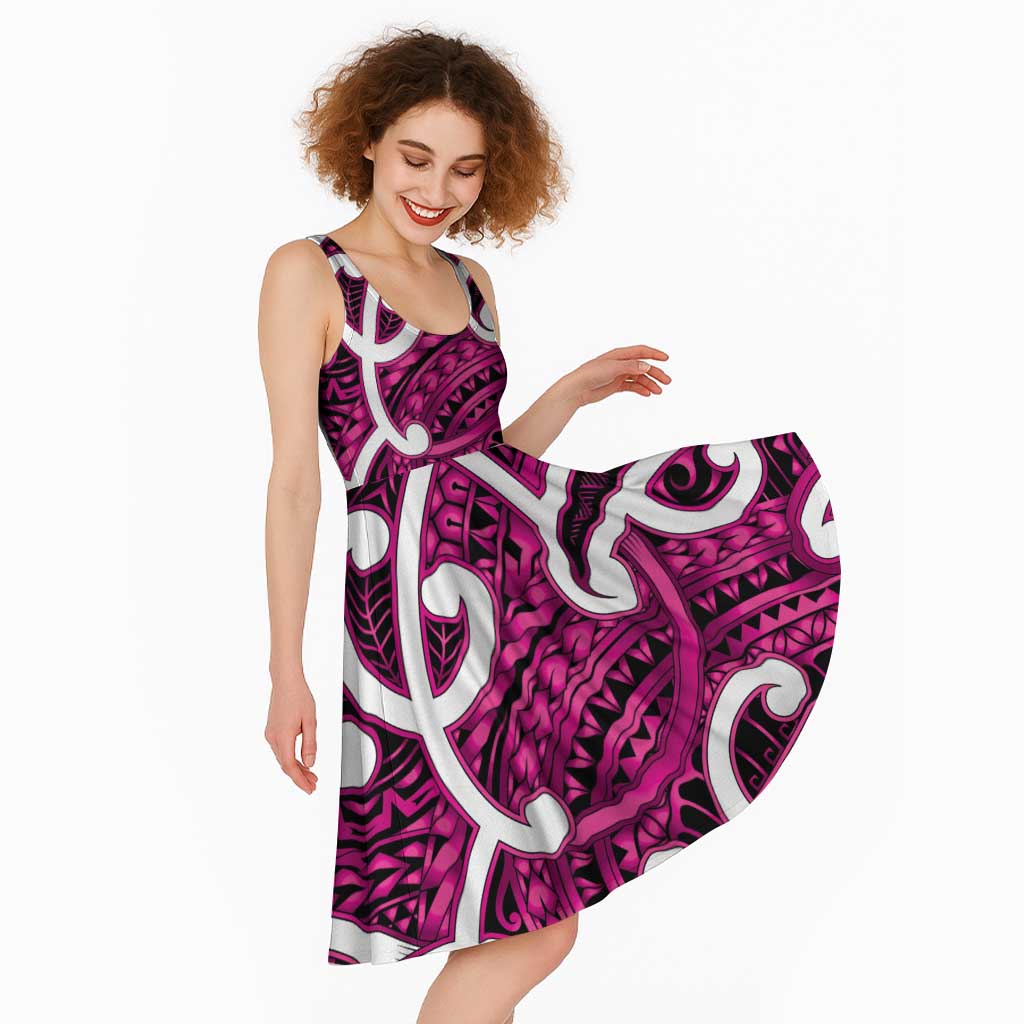 Aotearoa Maori Kowhaiwhai Midi Dress Mawhero Puhoro and Patiki